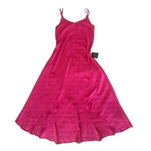 Lulus Sweet Surprise Bright Pink Asymmetrical Hem Maxi Dress Spaghetti Straps M